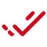 Red checkmark on black background