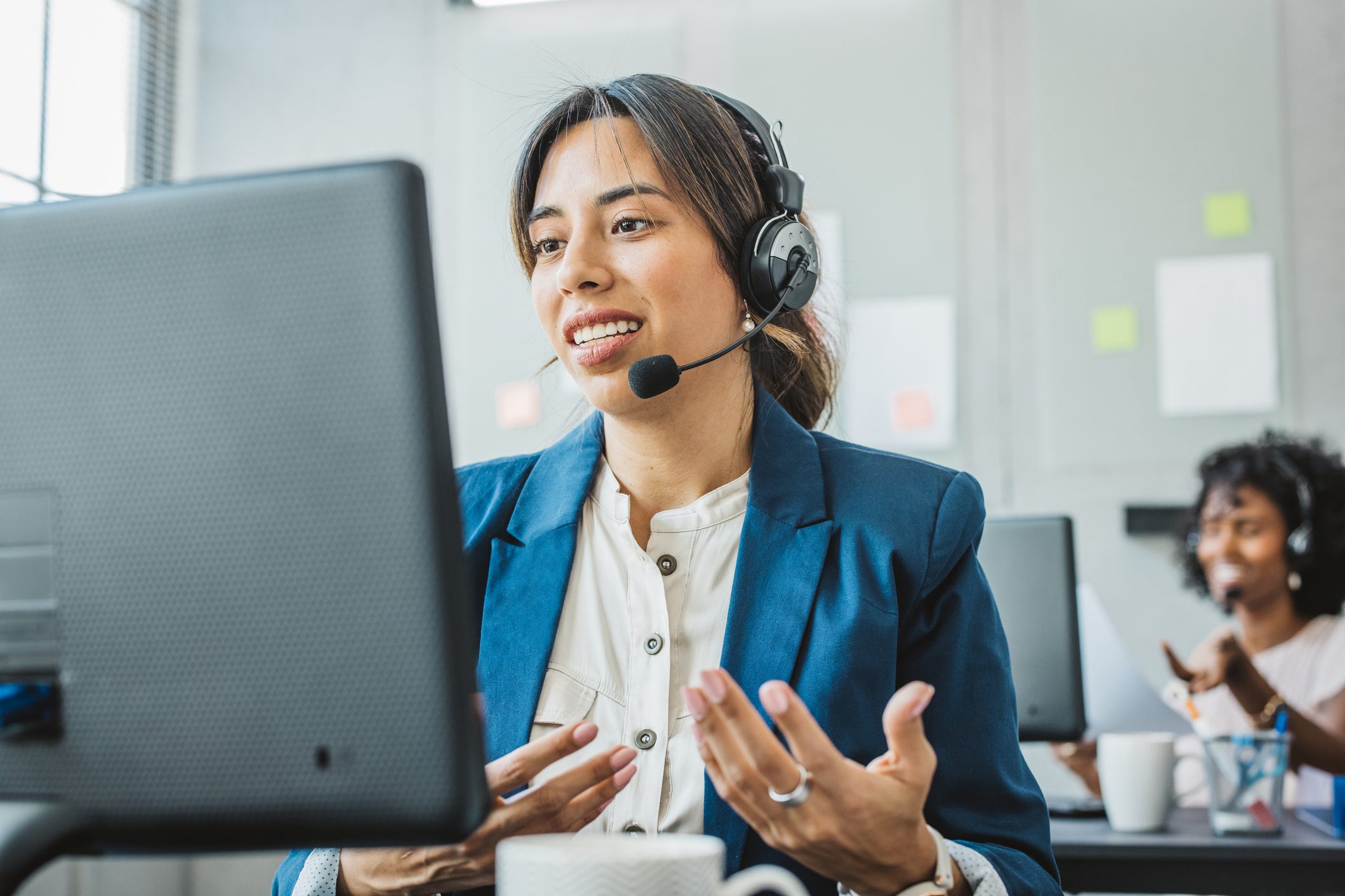 Professional woman speaking online