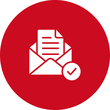 Email notification symbol on red background