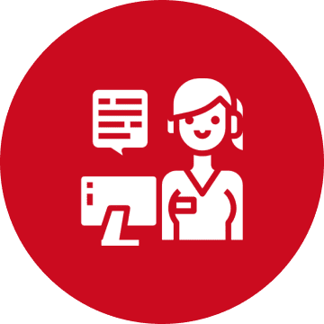 Customer support icon in red circle