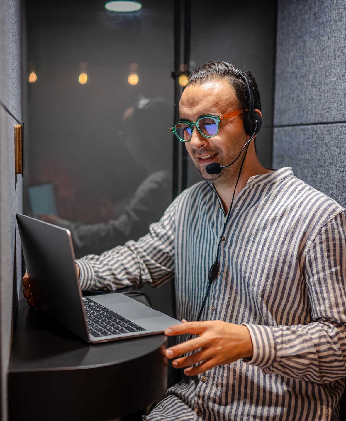 Person video conferencing in booth
