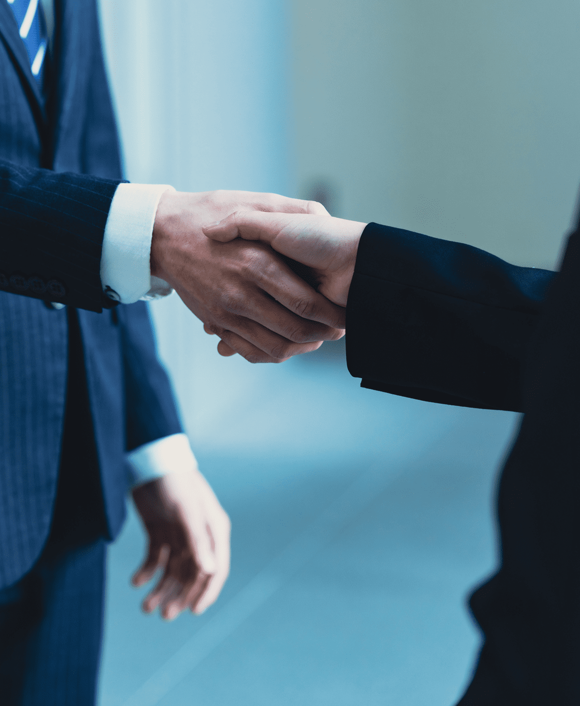 Business handshake between two people